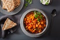 Sweet potato and chickpea curry with naan bread Royalty Free Stock Photo