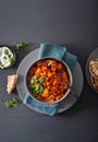 Sweet potato and chickpea curry with naan bread Royalty Free Stock Photo