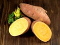 Sweet Potato on wooden Background