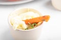 Sweet potato fries in a bowl with mayo sauce, homemade roasted pumpkin in the oven, close up Royalty Free Stock Photo