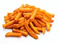 Sweet Potato Fries Isolated, Fry Batata Cuts, Cooked Ipomoea Batatas Orange Root Pieces, Sweet Potatoes