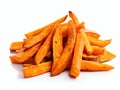 Sweet Potato Fries Isolated, Fry Batata Cuts, Cooked Ipomoea Batatas Orange Root Pieces, Sweet Potatoes