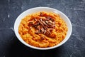 Sweet potato mash topped with pecan nuts Royalty Free Stock Photo