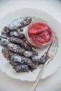 Sweet potato moodles with poppy seeds Royalty Free Stock Photo