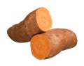 Sweet potato yam isolated on white background, close-up Royalty Free Stock Photo