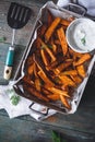 Sweet Potatoes Fries with Yogurt Dills Sauce