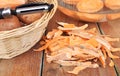 Sweet potatoes skin pile. Royalty Free Stock Photo