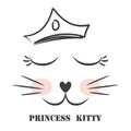 Sweet princess kitty girl hand drawing illustration vector