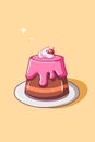 Sweet pudding with cherry cartoon illustration