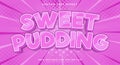 Sweet Pudding 3d editable text effect Template Royalty Free Stock Photo