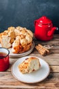 Sweet pull apart monkey bread with orange and cranberry Royalty Free Stock Photo