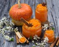 Sweet pumpkin jam in jar Royalty Free Stock Photo