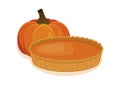 Sweet pumpkin pie still life icon vector