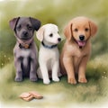 Sweet Pup Squad - Watercolor Group of Cute Puppies