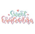 Sweet Quinceanera, calligraphy for Latin American girl birthday celebration. Colored vector illustration with Spanish