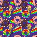Sweet rainbow bakery seamless pattern