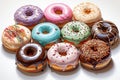 Sweet Rainbow Delight: Array of Colorful Donuts Royalty Free Stock Photo