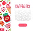 Sweet Raspberry Food Banner Design with Pink Sugary Dessert Vector Template