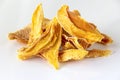 Sweet raw organic dried mango. White background. Isolated Royalty Free Stock Photo