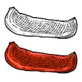 Sweet red bell pepper slice. Vintage vector engraving color illustration. Royalty Free Stock Photo