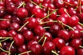 Sweet red cherries with water drops as background Royalty Free Stock Photo