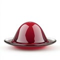 A sweet red jelly pudding dessert, 3D rendered and isolated on a white background. Royalty Free Stock Photo