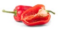 Sweet red pepper and half cut Royalty Free Stock Photo