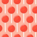 Sweet red and pink retro y2k lollipop candy seamless pattern for print. Royalty Free Stock Photo