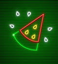 Sweet red watermelon neon icon section