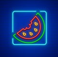 Sweet red watermelon neon icon section