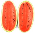 Sweet red watermelon slice on white background