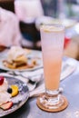 Sweet refreshing fruit punch topping with a sliced of lemon Royalty Free Stock Photo