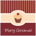 Sweet retro christmas card with muffin cupcake