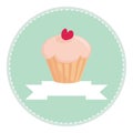 Sweet retro cupcake with heart and place for text Royalty Free Stock Photo