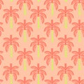 Sweet retro Palm trees icon. Seamless pattern regular repeat. Vector illustration on vintage orange background color