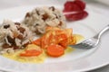 Sweet rice with raisins and carrot sauce
