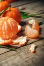 Sweet and ripe mandarines tangerines with leaves