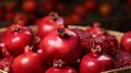 Sweet ripe pomegranates basket Royalty Free Stock Photo