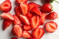 Sweet ripe strawberries on plate, closeup Royalty Free Stock Photo