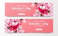 Sweet romance illustration with cupcake love heart and pink envelope for valentine`s day sale offer banner