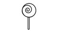 Sweet round caramel on a stick, on a white background, vector illustration. delicious black and white lollipop, in the style of a Royalty Free Stock Photo