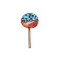 Sweet round chocolate Lollipop on a wooden stick