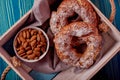 Sweet round dessert dusted with icing sugar Royalty Free Stock Photo