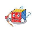 Sweet rubic cube Cupid cartoon design with arrow and wings