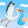 Sweet It's a Boy Stork Flying in the Sky