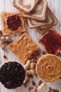 Sweet sandwiches with jam and peanut butter top view Royalty Free Stock Photo