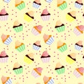 Sweet seamless background with cupcakes