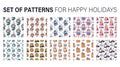 The sweet seamless pattern in a vector illustration. Cartoonish animals