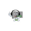 Sweet security box open cartoon character design speaking on a headphone Royalty Free Stock Photo