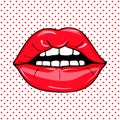 Sweet pop art Pair of Glossy Vector Lips. Royalty Free Stock Photo